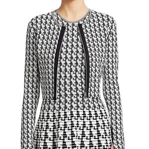 Akris Punto Soundboard Pattern Long Sleeve Bolero Cardigan in black and white